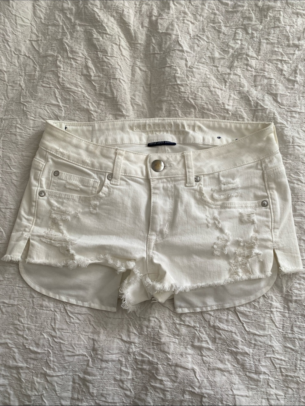 American Eagle Outfitters White Distressed Denim Cutoff Shorts